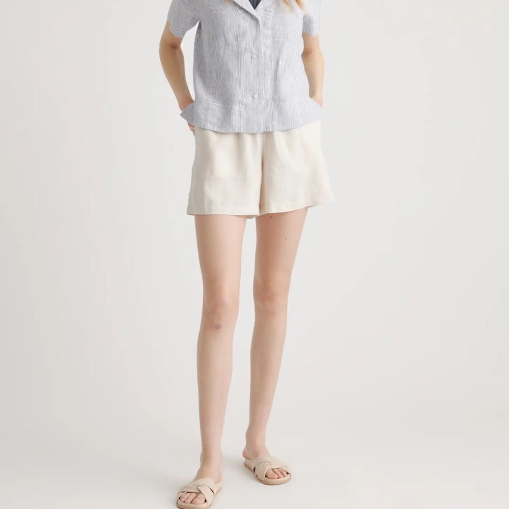 J. Jill Love Linen White Drawstring Closure High Rise Shorts Size MP
